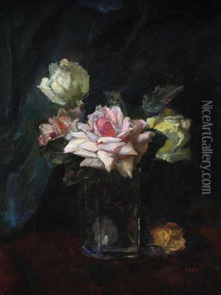 Roses Oil Painting - Hans (Jean) Iten