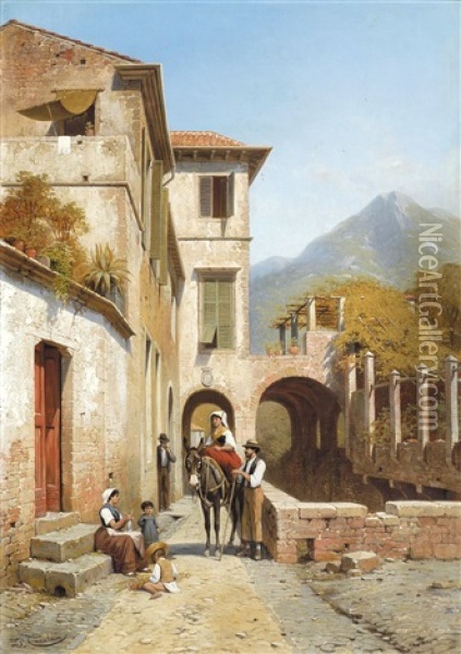 Vue A Monterosso Oil Painting - Jacques Francois Carabain