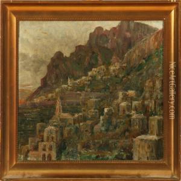 View Of Positano Oil Painting - Rudolph Christopher Tegner