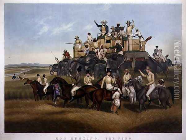 Hog Hunting The Find, engraved and pub. by Messrs Fores, c.1840 Oil Painting - Platt, Captain John