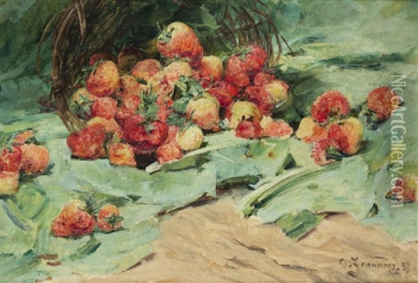 Strawberries Oil Painting - Georges Jeannin
