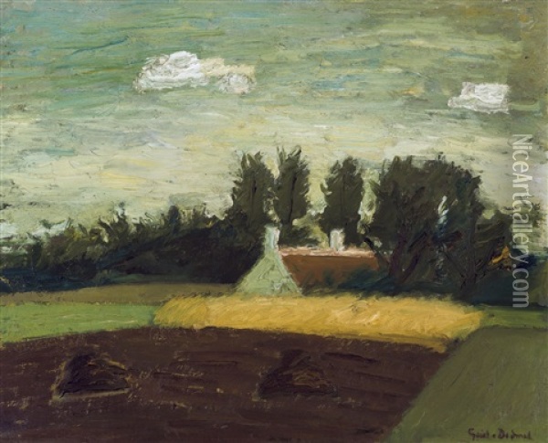 Farm And Corn Field Oil Painting - Gustave De Smet