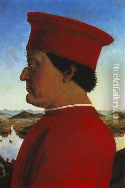 Federigo da Montefeltro, Duke of Urbino Oil Painting - Piero della Francesca