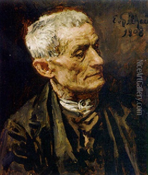 Portrait Eines Alteren Herren Oil Painting - Eduard (Karl-Franz) von Gebhardt
