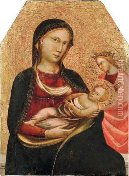 Madonna Col Bimbo E Santa Coronata Oil Painting - Master Of Sant'Ivo