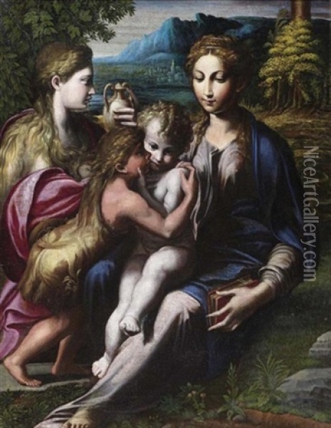 Maria Mit Kind, Dem Johannesknaben Und Maria Magdalena Oil Painting -  Parmigianino