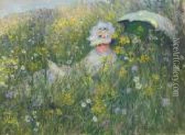 Dans La Prairie Oil Painting - Claude Oscar Monet