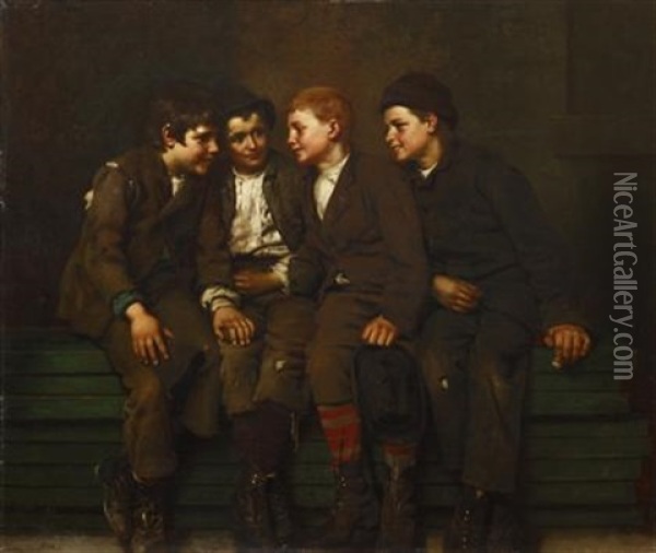 The Confab Oil Painting - John George Brown