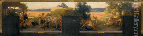 La Recolte Abondante (study) Oil Painting - Pierre Puvis de Chavannes