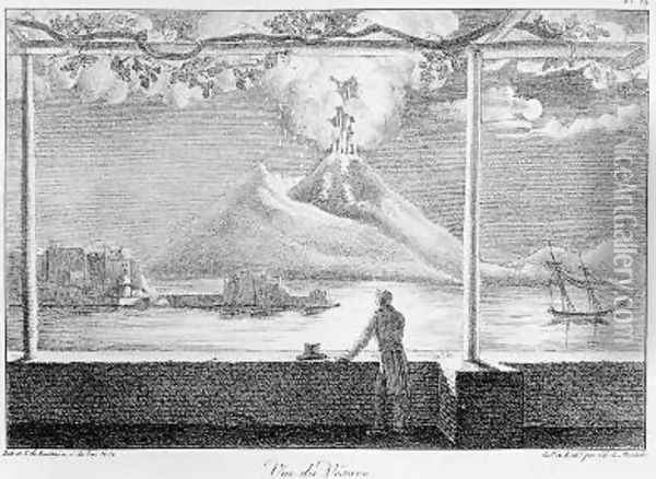 View of Vesuvius from Receuil des cartes et des vues du voyage en Amerique en Italie en Sicile et en Egypt fait pendant les annees 1816-21 Oil Painting - Edouard de Montule