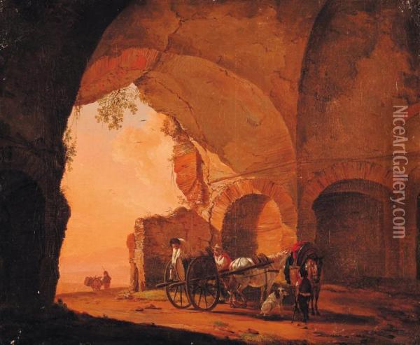 Ruines Antiques Animees Oil Painting - Nicolas Henri Joseph De Fassin
