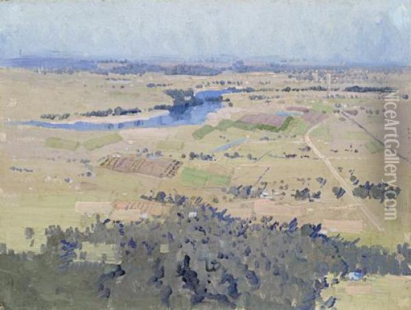 Study For Nepean River Landscape Oil Painting - Elioth Gruner