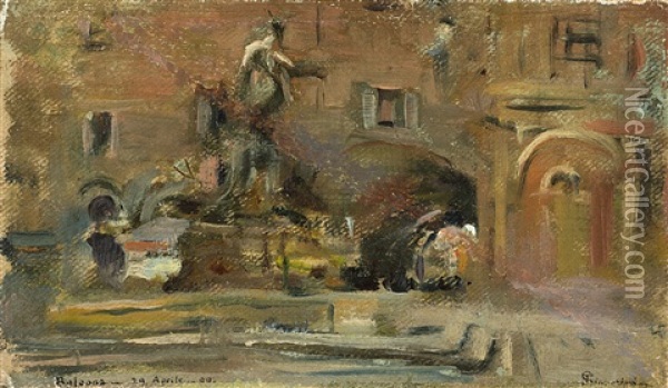 La Fontana Del Nettuno Oil Painting - Telemaco Signorini