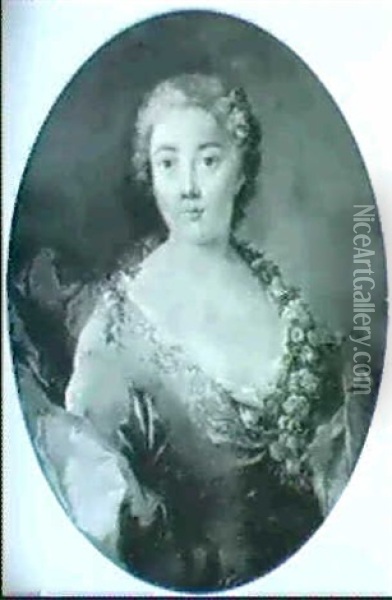 Portrait De La Marquise De Quatre Maires, Niece De L'artiste Oil Painting - Etienne Jeaurat