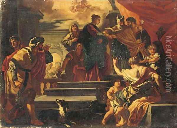 The Marriage of the Virgin a bozzetto Oil Painting - Francesco Solimena