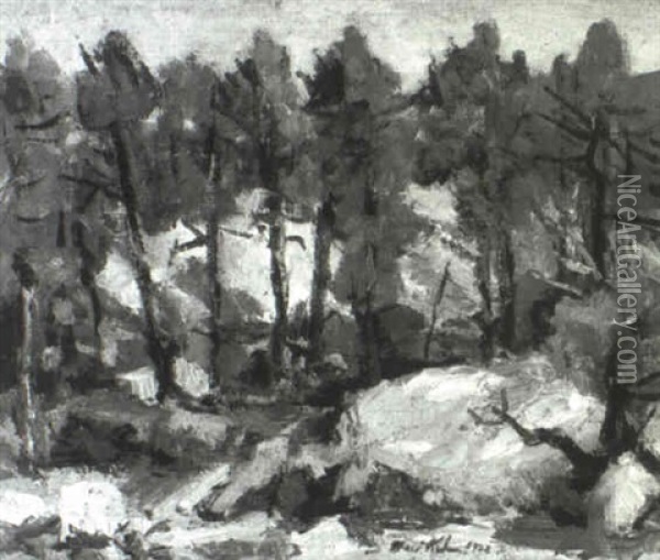 Landscape Of Trees Oil Painting - Walt Kuhn