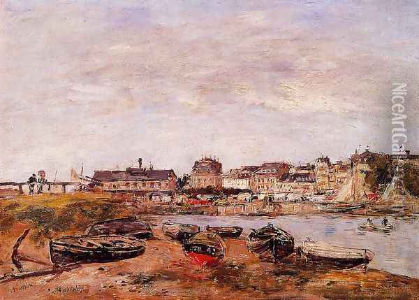 Trouville, the View from Deauville on Market Day Oil Painting - Eugene Boudin