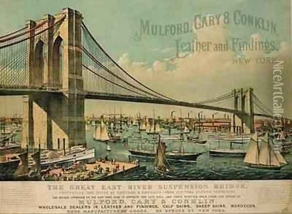Poster advertising Mulford Cary and Conklin Leather and Findings Oil Painting - Currier, N. & Ives, J.M.