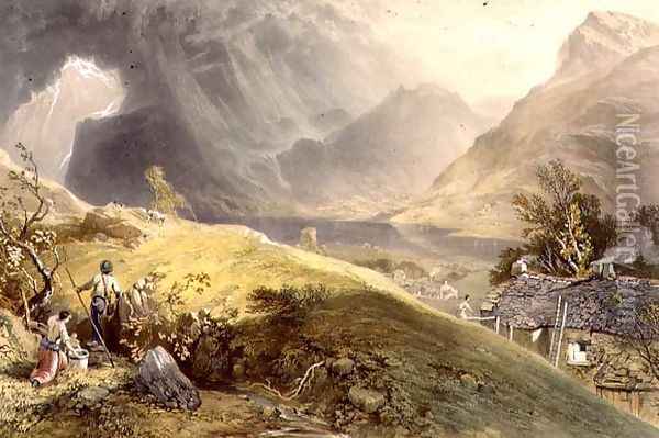 Lake Buttermere, from The English Lake District, 1853 Oil Painting - James Baker Pyne