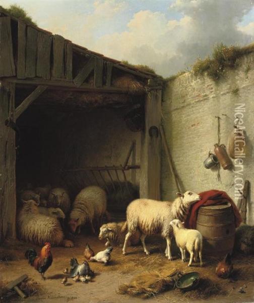 The Barn In Spring Oil Painting - Eugene Joseph Verboeckhoven