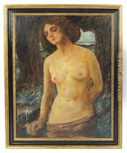 Pre-raphaelite Study Of A Sea Nymph In A Cave Oil Painting - Charles Haslewood Shannon