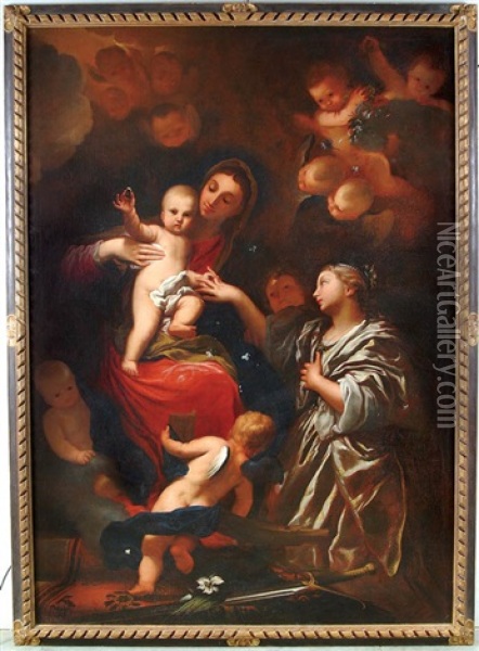 The Mystic Marriage Of St. Catherine Oil Painting - Mattia Preti