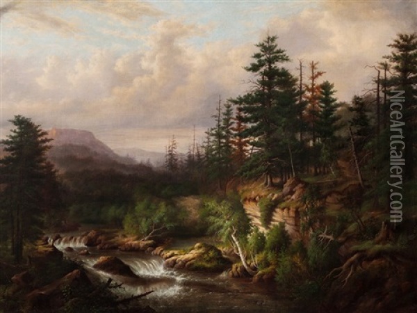 Romantic Forest Oil Painting - Heinrich Vianden