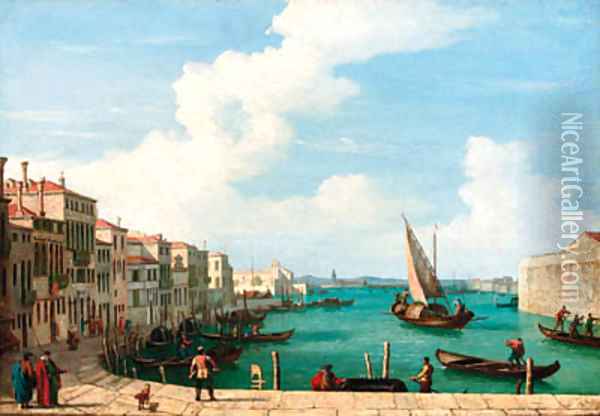 Figures on a Venetian quay Oil Painting - Bernardo Bellotto