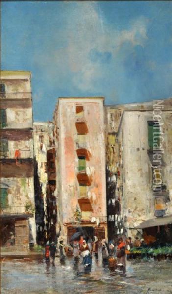 Vicolo Di Napoli Oil Painting - Oscar Ricciardi
