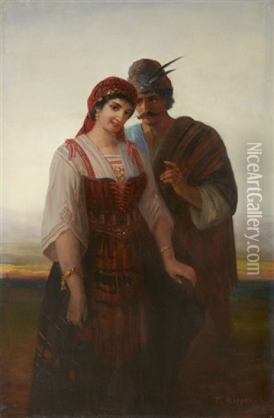 A Romany Couple Oil Painting - Theodor Koeppen