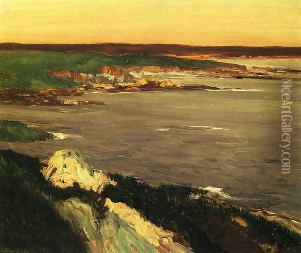 The Lookout - Green and Orange Cliffs, Gloucester Oil Painting - John Sloan