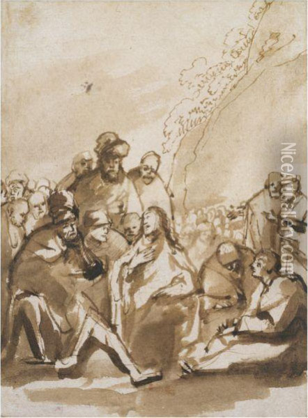 Christ Preaching In The Wilderness Oil Painting - Philips Koninck