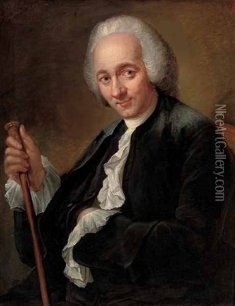 Portrait Of Jean-jacques Rousseau Oil Painting - Antoine Pesne