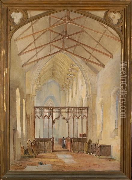 Interior Of South Creake Church, Norfolk Oil Painting - John Edward Bale