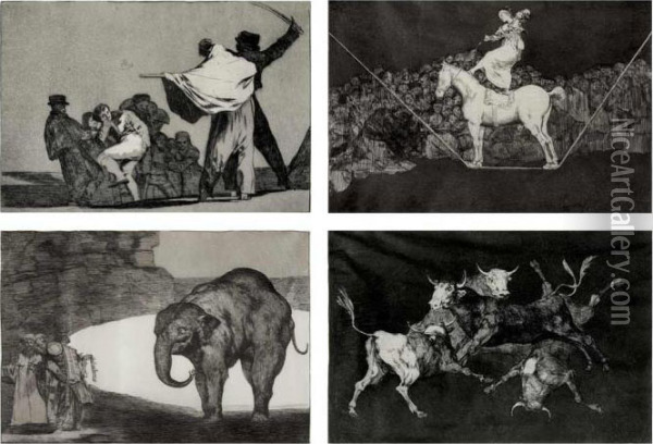 Dos A Uno, Meten La Paja En El Culo Oil Painting - Francisco De Goya y Lucientes