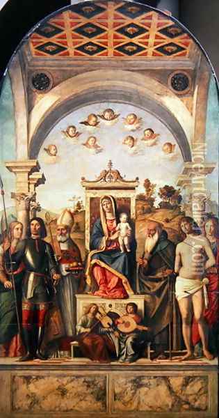 Virgin and Child with Saints, 1499 Oil Painting - Giovanni Battista Cima da Conegliano