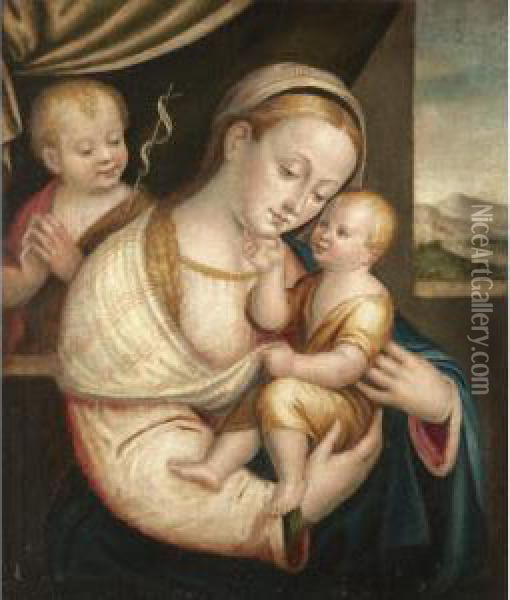 The Madonna And Child With The Infant Saint John The Baptist Oil Painting - Luca Longhi