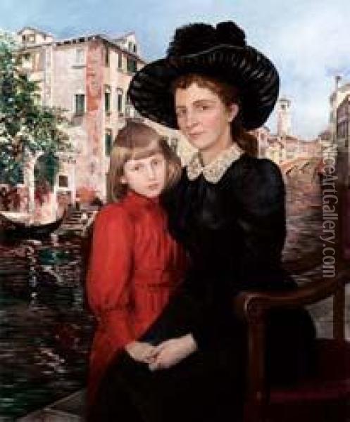 Madre E Figlia A Venezia Oil Painting - Alfred Zimmermann