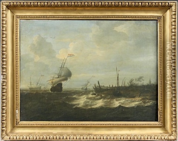 Navire Hollandais Pres De La Cote Oil Painting - Jan Theunisz Blankerhoff