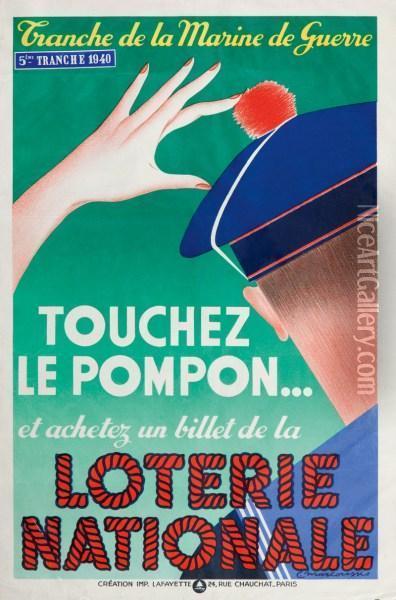 Touchez Le Pompon - Loterie Nationale Oil Painting - Louis Marcoussis