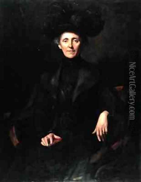 Lady in Black Oil Painting - Emil Fuchs