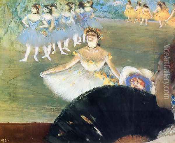 Dancer with a Bouquet of Flowers Oil Painting - Edgar Degas