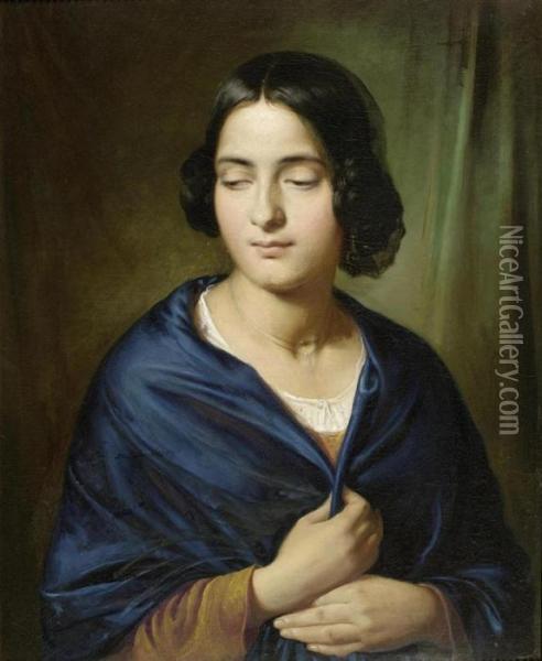Portrait Of A Lady With Blue Cloak, 
