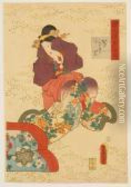 Depicting A Court Lady Oil Painting - Kunisada