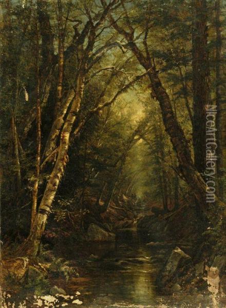 Forest With Creek Oil Painting - Sarah M. Barstow