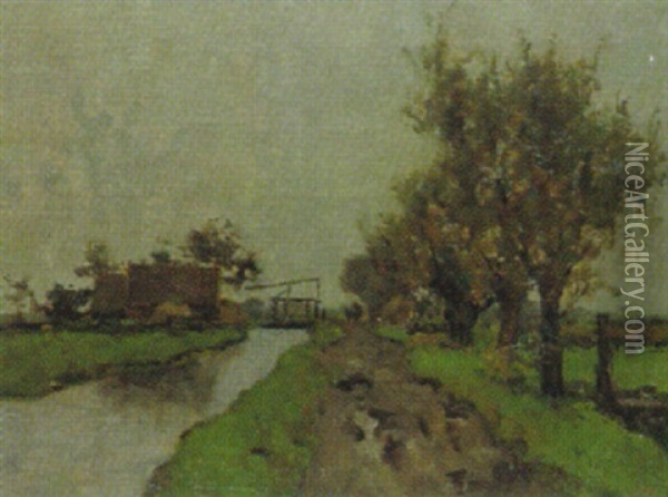 Hollandische Kanallandschaft Mit Ziehbrucke Oil Painting - Victor Bauffe