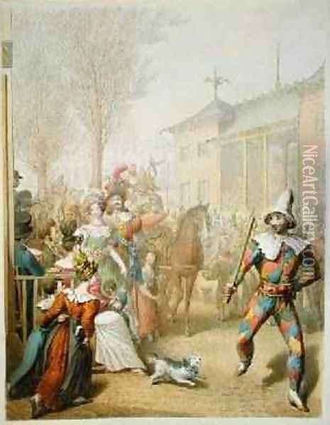 Mardi-Gras Boulevard des Italiens 1831 Oil Painting - George Emmanuel Opitz