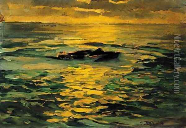 Sunset Oil Painting - Franz Bischoff