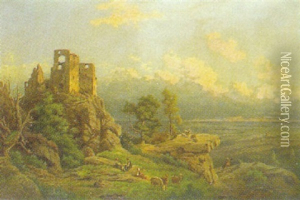 Ruinen In Abendstimmung Oil Painting - Otto Von Ernst