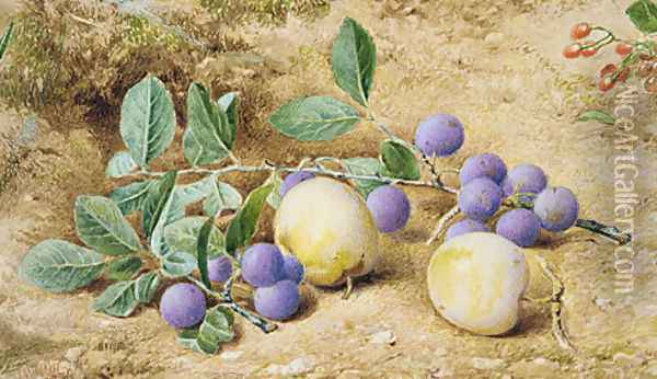 Plums Oil Painting - John William Hill